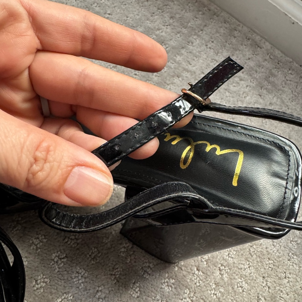 Lulu's Shiny Black Platform Heels - Picture 8 of 8